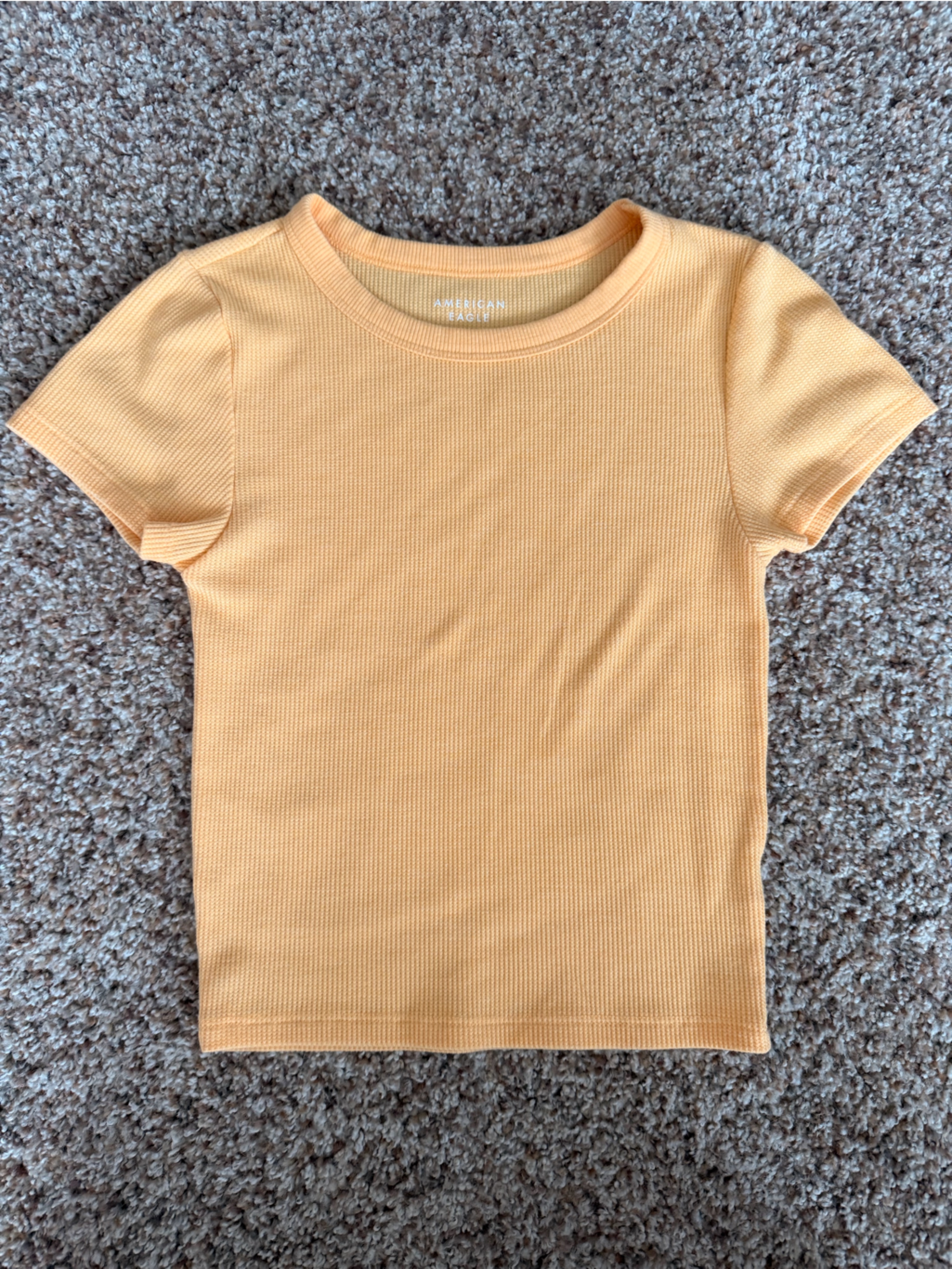 American Eagle Outfitters Waffle Short Sleeve Top In Peach
